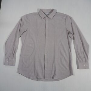 Mizzen Main Leeward Shirt Mens XXL Pink White Check Trim Fit Stretch Performance